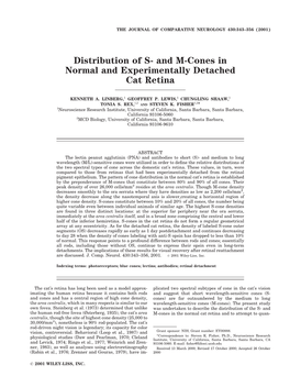 Distribution of S- and M-Cones in Normal and Experimentally Detached Cat Retina