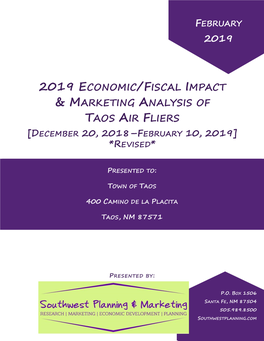 2019 Economic/Fiscal Impact & Marketing Analysis of Taos