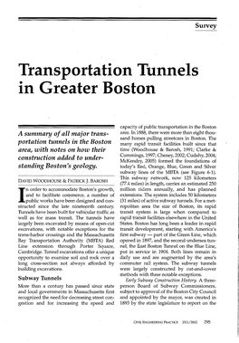 Transportation Tunnels in Greater Boston