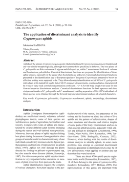 The Application of Discriminant Analysis to Identify Cryptomyzus Aphids