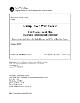 2006 Jessup River Wild Forest Unit Management Plan (UMP)