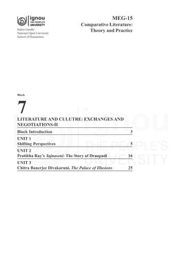 MEG-15 Comparative Literature: Indira Gandhi Theory and Practice National Open University School of Humanities