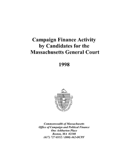 Campaign Finance Activity by Candidates for the Massachusetts General Court