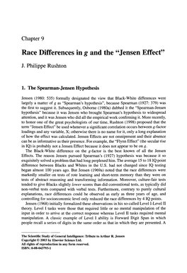 Race Differences in G and the ^^Jensen Effecf