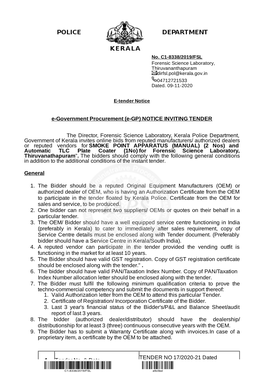 E-Government Procurement (E-GP) NOTICE INVITING TENDER