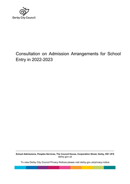 Consultation on Schools Admission Arrangements 2022-2023