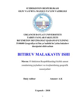 Bitiruv Malakaviy Ishi