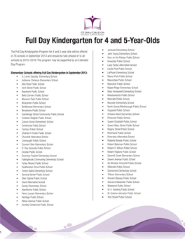 Full Day Kindergarten for 4 and 5-Year-Olds