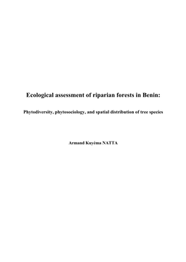 Ecological Assessment of Riparian Forests in Benin