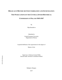 The Publications of the Central Jewish Historical Commission in Poland