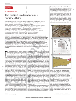 The Earliest Modern Humans Outside Africa