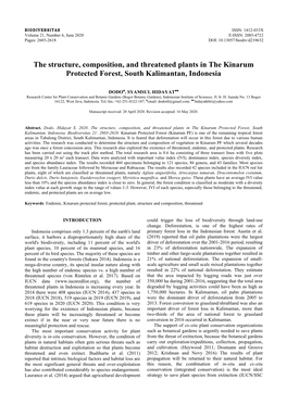 The Structure, Composition, and Threatened Plants in the Kinarum Protected Forest, South Kalimantan, Indonesia