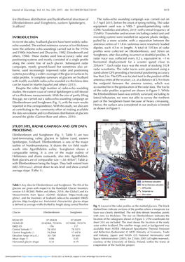 Ice Thickness Distribution and Hydrothermal Structure of Elfenbeinbreen and Sveigbreen, Eastern Spitsbergen, Svalbard