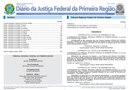 Sumário Tribunal Regional Federal Da Primeira Região