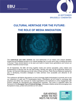 Cultural Heritage for the Future: the Role of Media Innovation