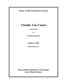 Claudia Von Canon