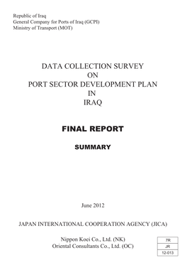 Data Collection Survey on Port Sector Development Plan in Iraq Final Report
