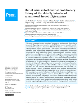 Mitochondrial Evolutionary History of the Globally Introduced Supralittoral Isopod Ligia Exotica