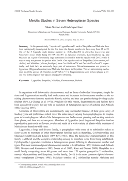 Meiotic Studies in Seven Heteropteran Species