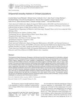 Uniparental Ancestry Markers in Chilean Populations