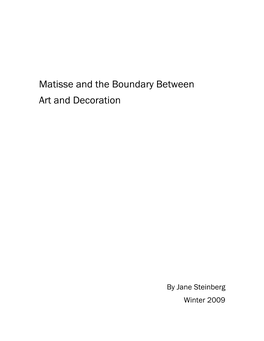 Matisse and the Boundary Between Art and Decoration