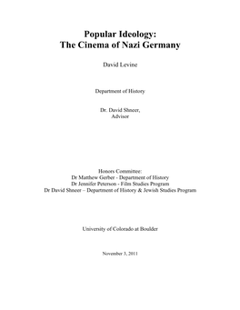 Popular Ideology: the Cinema of Nazi Germany