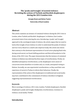 Revisiting the Actions of Turkish and Kurdish Shopkeepers During the 2011 London Riots