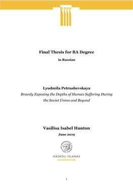 Final Thesis for BA Degree Vasilisa Isabel Hunton