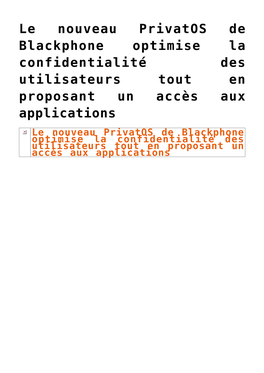 Le Nouveau Privatos De Blackphone Optimise La Confidentialité Des