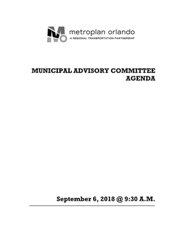 MUNICIPAL ADVISORY COMMITTEE AGENDA September 6, 2018