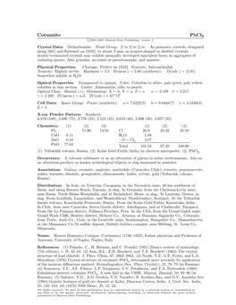 Cotunnite Pbcl2 C 2001-2005 Mineral Data Publishing, Version 1 Crystal Data: Orthorhombic