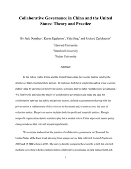 Collaborative Governance in China and the United States: Theory and Practice