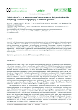 Delimitation of Taxa in Amauroderma (Ganodermataceae, Polyporales) Based in Morphology and Molecular Phylogeny of Brazilian Specimens