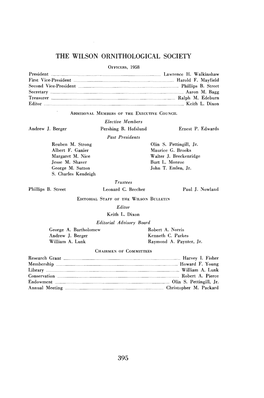 The Wilson Ornithological Society Membership Roll