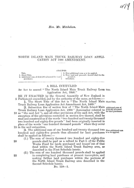 North Island Main Trunk Railway Loan Application Act 1886 Amendment