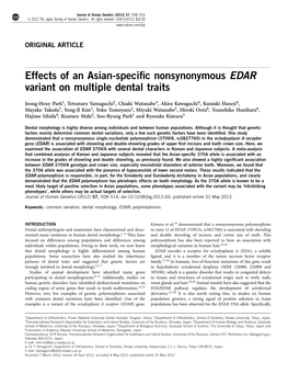 Effects of an Asian-Specific Nonsynonymous EDAR Variant On