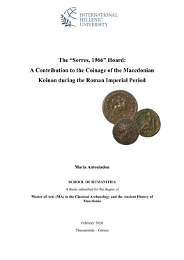 A Contribution to the Coinage of the Macedonian Koinon During the Roman Imperial Period