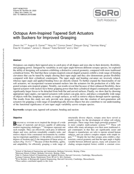 Octopus Arm-Inspired Tapered Soft Actuators with Suckers for Improved Grasping