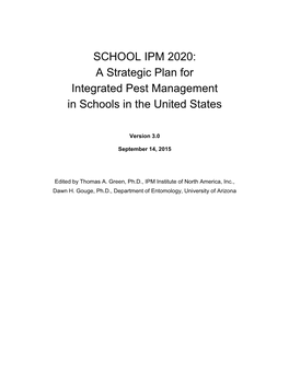 A Strategic Plan for Integrated Pest Management in Schools in the United States