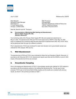 1. Well Abandonment 2. Groundwater Sampling
