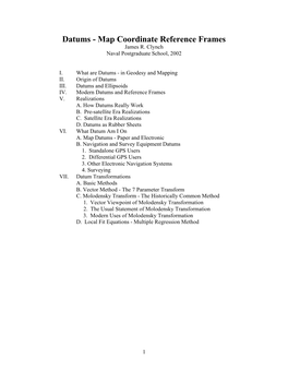 Datums - Map Coordinate Reference Frames James R