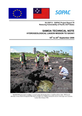 Samoa Technical Note, Hydrogeological Liaison Mission To