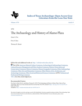 The Archaeology and History of Alamo Plaza Anne A