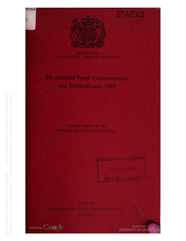 Domestic Food Consumption and Expenditure 1981