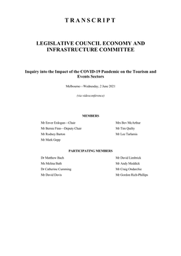 Transcript Legislative Council Economy and Infrastructure Committee