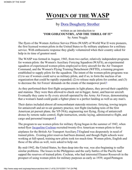 Women of the WASP by WASP Dora Dougherty Strother