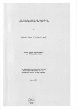 The Evolving Role of the Commonwealth in Canadian Foreign Policy, 1956 - 1965
