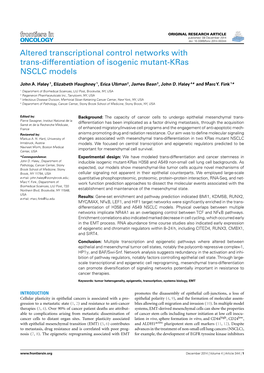 Altered Transcriptional Control Networks with Trans-Differentiation of Isogenic Mutant-Kras