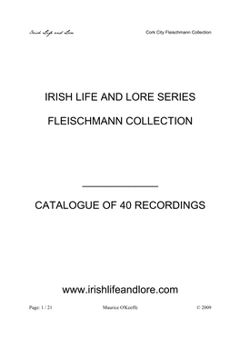 Irish Life and Lore Series Fleischmann Collection