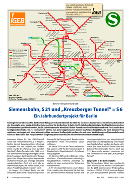 Siemensbahn, S 21 Und „Kreuzberger Tunnel” = S 6 Ein Jahrhundertprojekt Für Berlin
